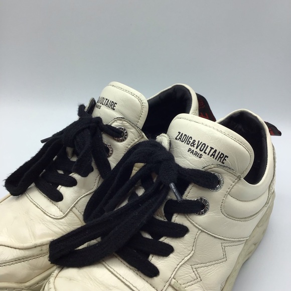 Zadig & Voltaire paris cream beige leather designer sneakers womens size 38 - Picture 4 of 11